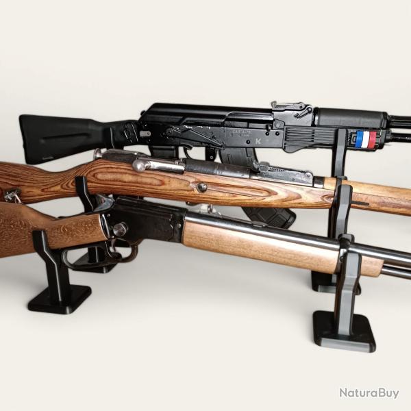 Lot de 6 supports noirs universels pour fusils - Made in France