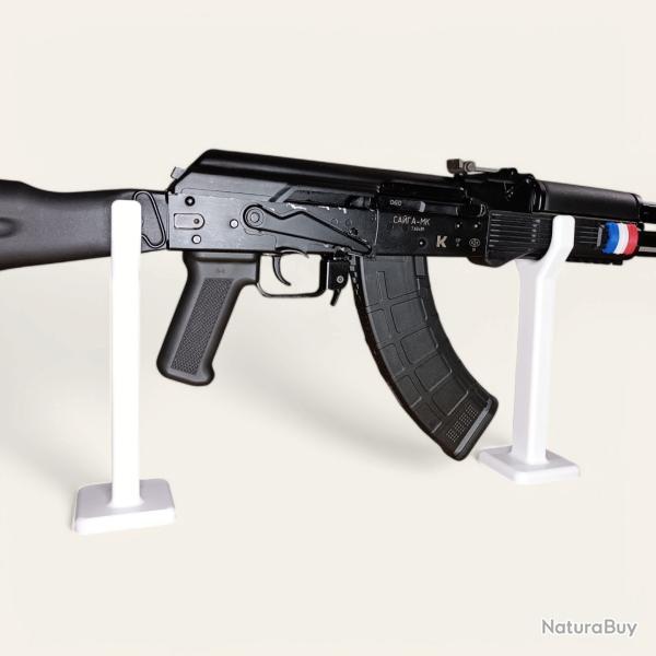 Lot de 2 supports longs blancs universels pour fusils - Made in France