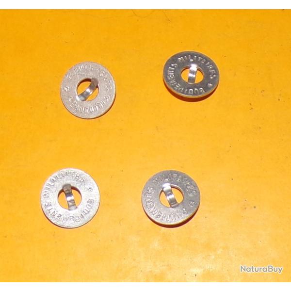 LOT DE 4 BOUTONS EN ALUMINIUM DES EQUIPEMENTS MILITAIRES DE L'ARMEE FRANCAISE POUR REPARATION MUSETT