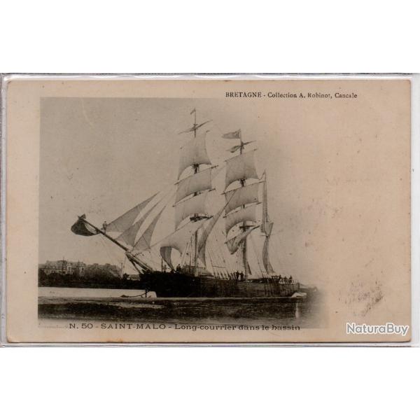 CPA - Marine -SAINT-MALO-Long courrier dans le bassin N�1034