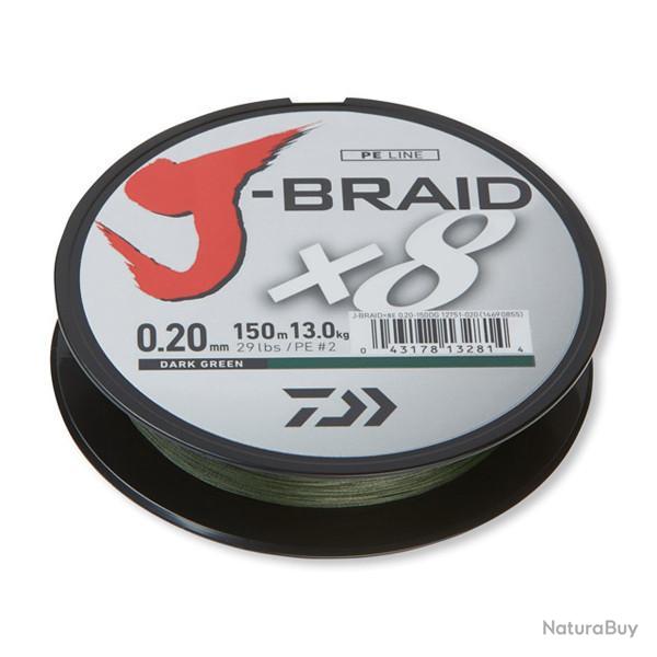 Tresse Daiwa J-Braid X8 Verte 300m 0.13
