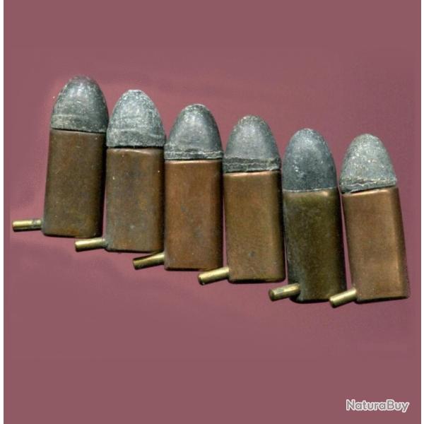 Lot de 6 cartouches 7 mm � Broche - balle plomb - 1� sans prix de r�serve