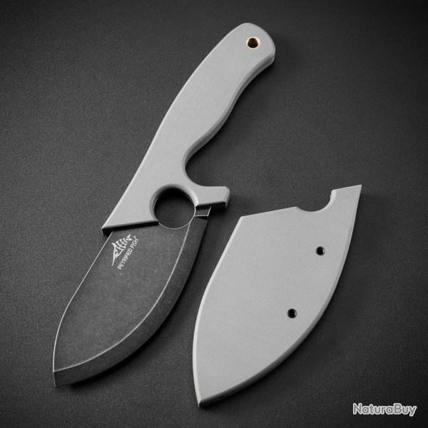 Couteau Petrified Fish Eel Gray Lame Drop Point 9Cr18MoV Blk Manche G10 Gray Etui G10 PFKH01GADW
