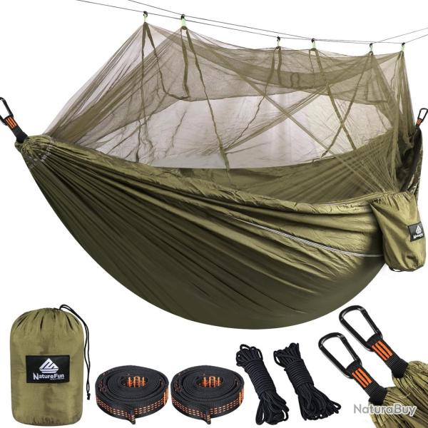 Hamac Ultra-lger de Voyage Camping 300 kg Capacit de Charge (275 x 140 cm) Nylon  Parachute Vert