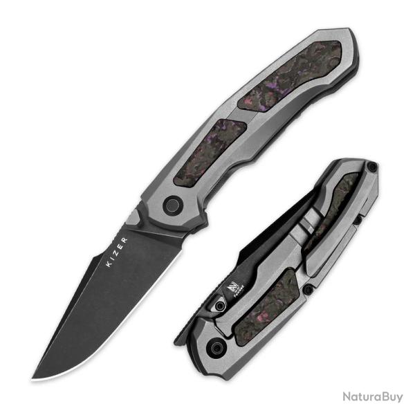 Couteau Kizer Feweed Purple Haze Lame Harpon CPM S35VN Manche Titane Framelock Clip KI3694A1