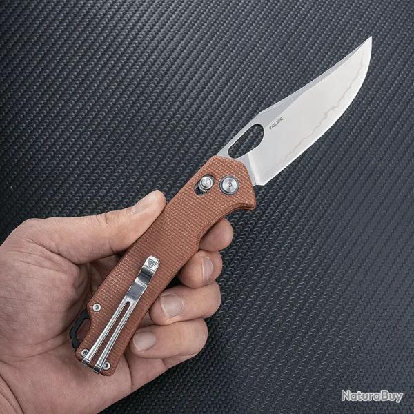 Couteau SRM Retreiver 9203-MN2 Brown Lame Acier Lamin� 140Cr Manche Micarta Clip Linerlock SRM9203MN