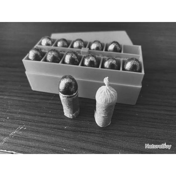 Lot de 2 Boites de rangement cal 44 et cal 36 pour 12 cartouches papier et amorces de Poudre Noire