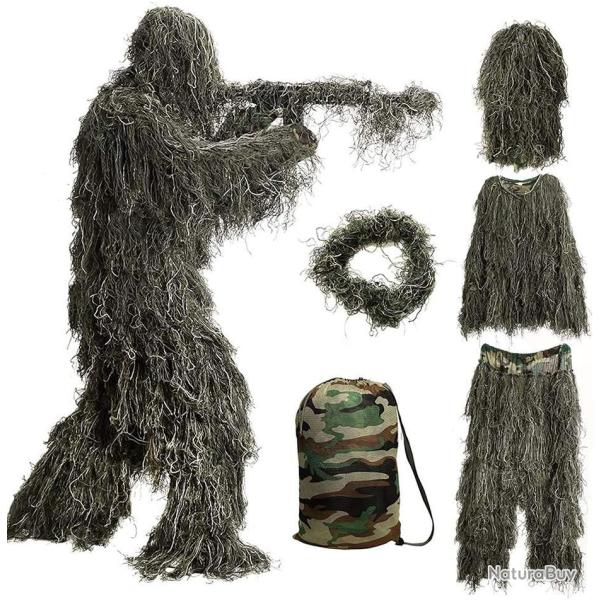 Tenue De Camouflage Airsoft Chasse Kit Complet 3D Foret