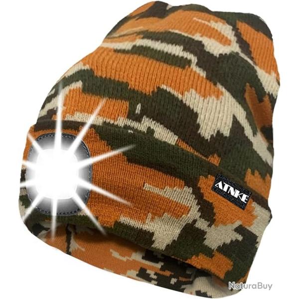Bonnet de Chasse LED USB Rechargeable Lampe Frontale �tanche Lumi�re Hiver Camouflage