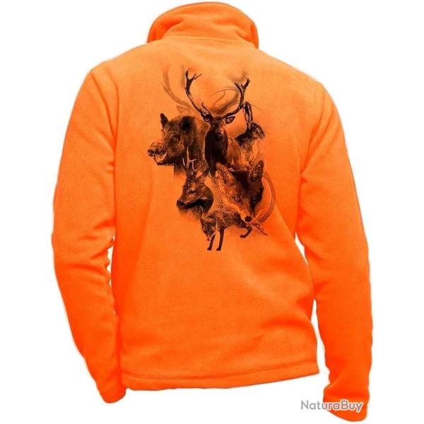 Veste Polaire de Chasse V�tement de Chasse personnalis� Gibier Sanglier ORANGE