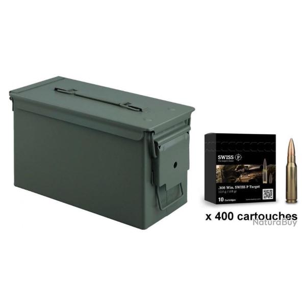 SWISS P cal.308 Win TARGET BTHP 168gr - 10.9 grammes /Caisse militaire M2A1 par 400
