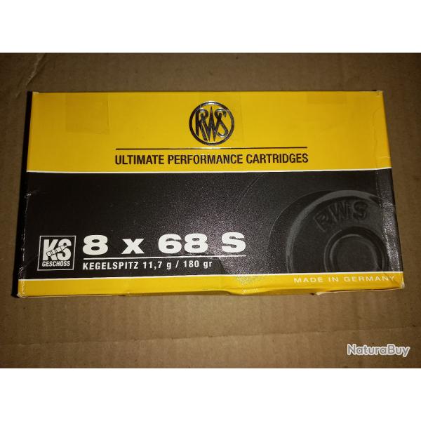 1 boite de 20 cartouches RWS  KS  8 X 68 S