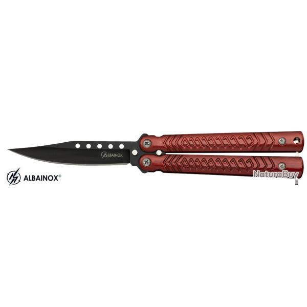 Couteau papillon  rouge  lame de  7.30 cm
