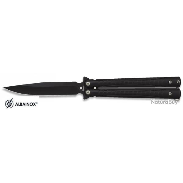 Couteau  papillon  noir intense  lame de  9.70 cm