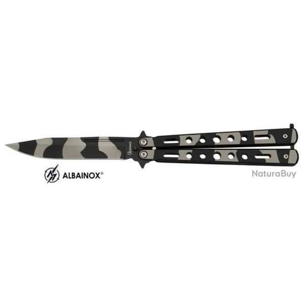 Couteau  papillon camo zebre  lame de  10.30 cm