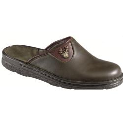 Chaussons en cuir vert Cerf