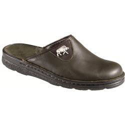 Chaussons en cuir vert Sanglier