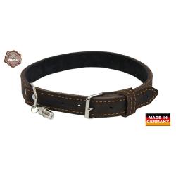 Collier AKAH pour chien en cuir huil&eacute; brun fonc&eacute; 35 cm