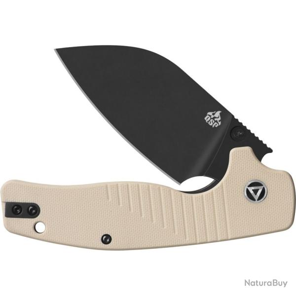 Couteau QSP Chefmaster Ivory Lame Sheepsfoot 14C28N Blackwash Manche G-10 Liner Lock IKBS QS163B2