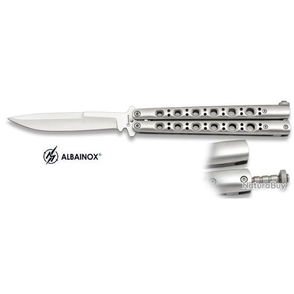 Couteau  papillon  gris satin  lame de  11.20 cm