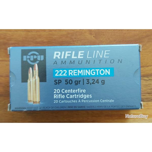 65 munitions 222 remington SP 50 grains Solognac et PPU