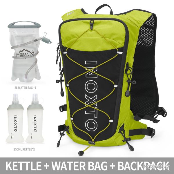 Sac  dos de gilet hydratant de course 8L+ GOURDE 2L ET 2*250 ML -JAUNE FLUO
