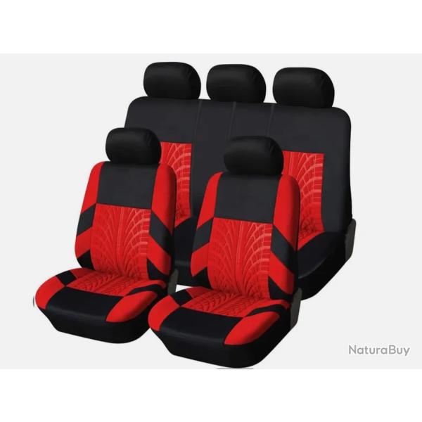 Ensemble Complet Housses de Sige de Voiture 5 Places Universel lavable Rouge