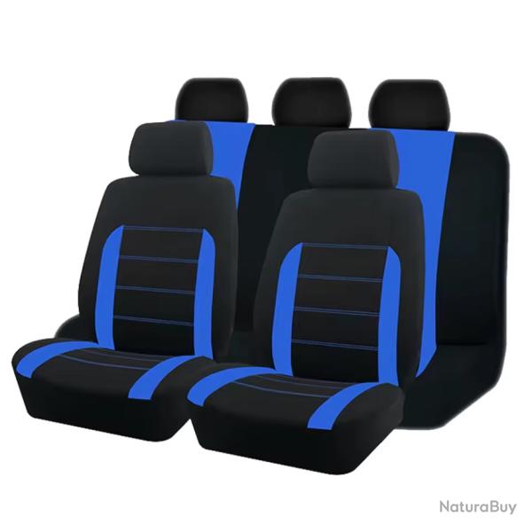 Ensemble Complet Housses de Sige de Voiture 5 Places Universel  Bleu lavable