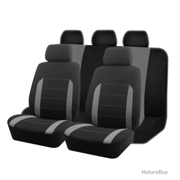 Ensemble Complet Housses de Sige de Voiture 5 Places Universel Gris lavable