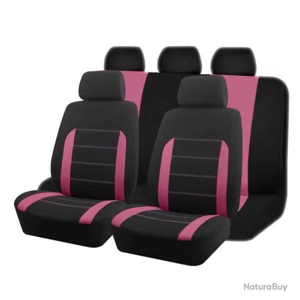 Ensemble Complet Housses de Si�ge de Voiture 5 Places Universel Rose lavable