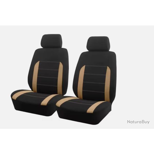 Ensemble de Housses de Sige Universel Siges avant Voiture 4 Pices Beige/Noir