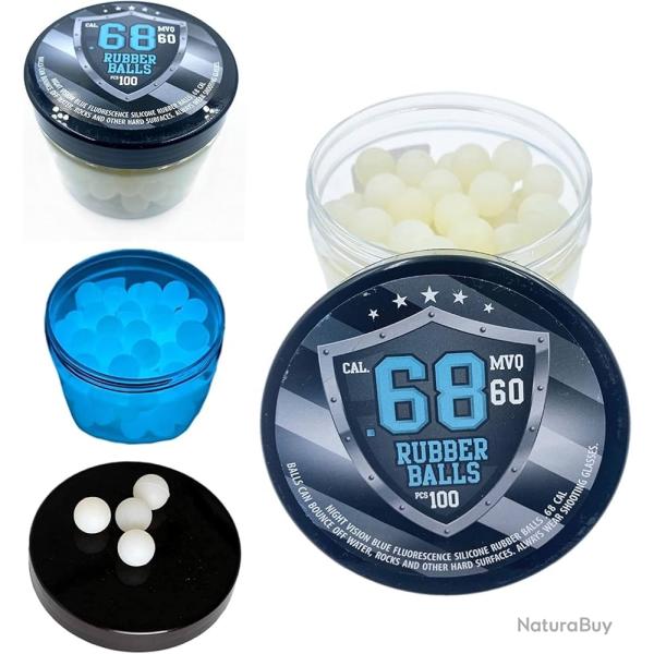 100 Billes caoutchouc silicone fluorescent (RUBBER-STEEL) .68