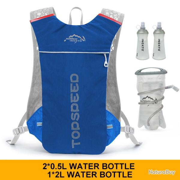 Gilet hydratant de course � dos 5L + GOURDE 2L ET 2*500 ML -BLEU -
