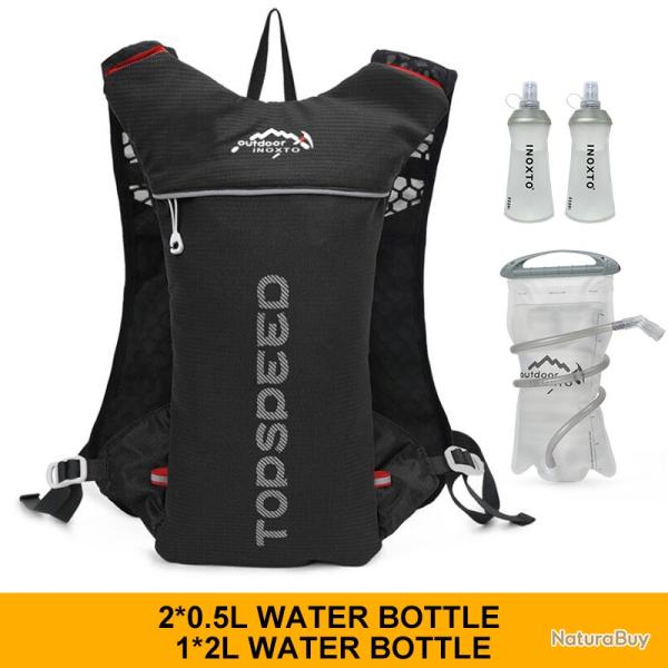 Gilet hydratant de course � dos 5L + GOURDE 2L ET 2*500 ML -NOIR- LIVRAISON GRATUITE !!!
