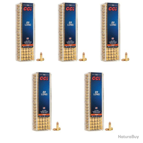 CCI 500 balles Calibre 22LR 22 Long 29 Grains pointe arrondie plomb - 5 boites