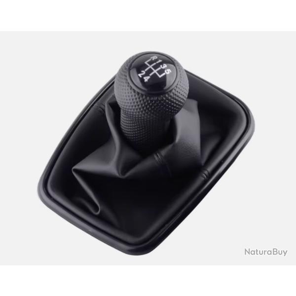 Pommeau de levier de vitesse en cuir PU pour Volkswagen Golf 4, Bora, Jetta Noir