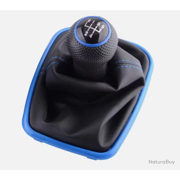 Pommeau de levier de vitesse en cuir PU pour Volkswagen Golf 4, Bora, Jetta Bleu