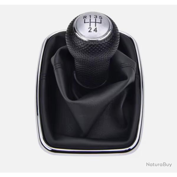 Pommeau de levier de vitesse en cuir PU pour Volkswagen Golf 4 Bora Jetta Blanc