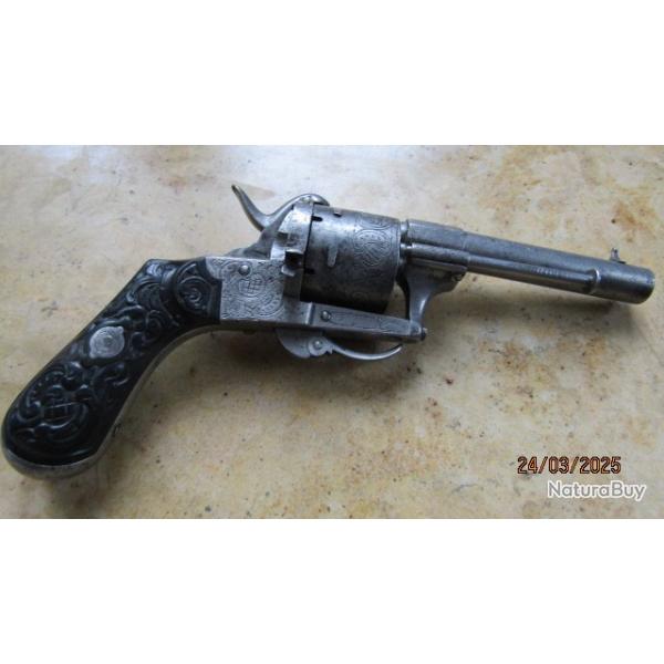 revolver vritable Lefaucheux Brevet 7mm parfait fonctionnement broche portire HS  SA DA