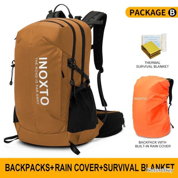 Sac � dos imperm�able avec housse de pluie et couverture de survie 30l -MARRON- LIVRAISON GRATUITE !
