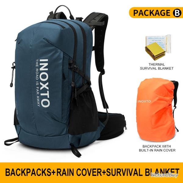 Sac � dos imperm�able avec housse de pluie et couverture de survie 30l -BLEU