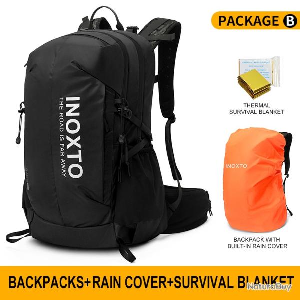 Sac � dos imperm�able avec housse de pluie et couverture de survie 30l -NOIR- LIVRAISON GRATUITE !