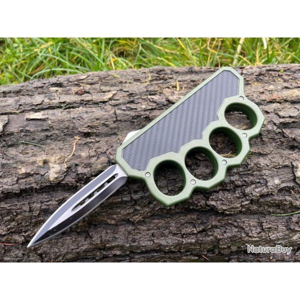POING AMERICAIN OTF Tout Acier - Vert Militaire et Noir DEF04