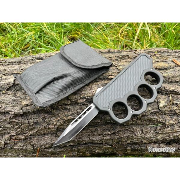 POING AMERICAIN OTF Tout Acier - Lame Tanto et Manche Noir DEF04