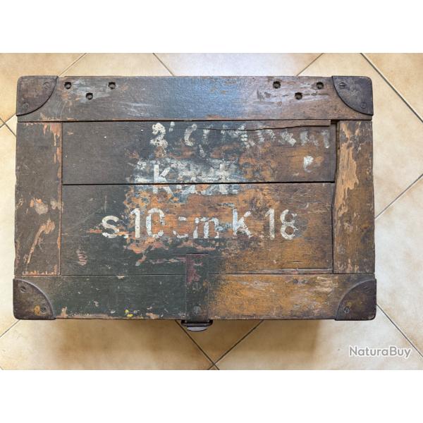 Caisse allemande 3 tons reichswehr en bois pour deux douilles de s.10 cm K.18