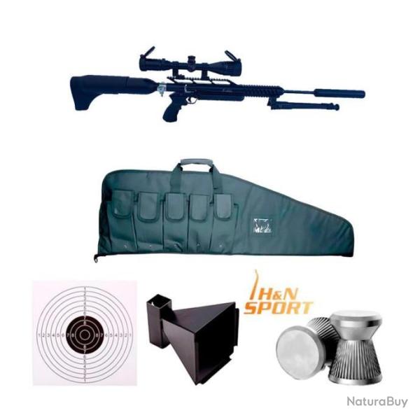 PACK-3BB CARABINE M18 SNOWPEAK PCP + BIPIED + Lunette Cal. 4,5 mm, 19,9 J.