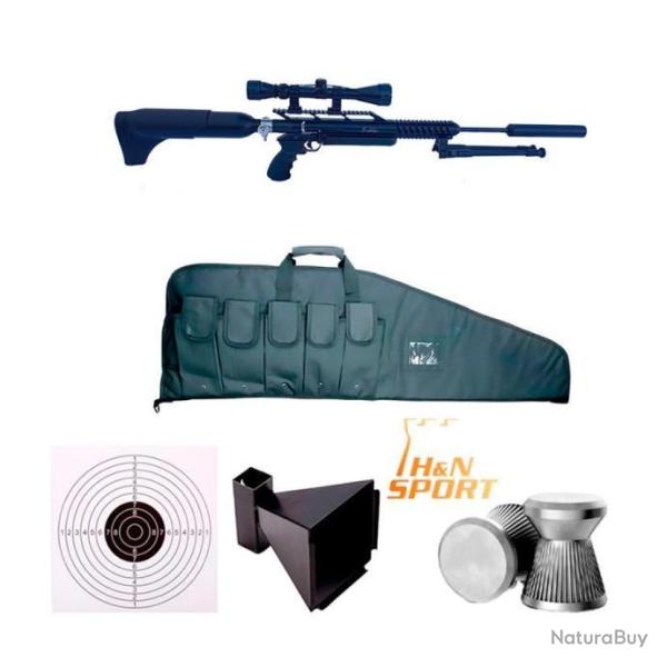 PACK-2BB CARABINE M18 SNOWPEAK PCP + BIPIED + Lunette Cal. 4,5 mm, 19,9 J.