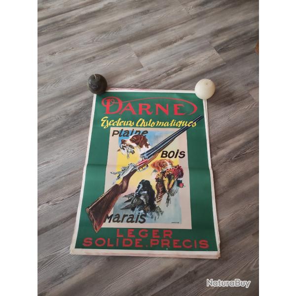 Trs rare affiche publicitaire Fusil Darne jection Automatique anne 1960 . Illustration Lamotte