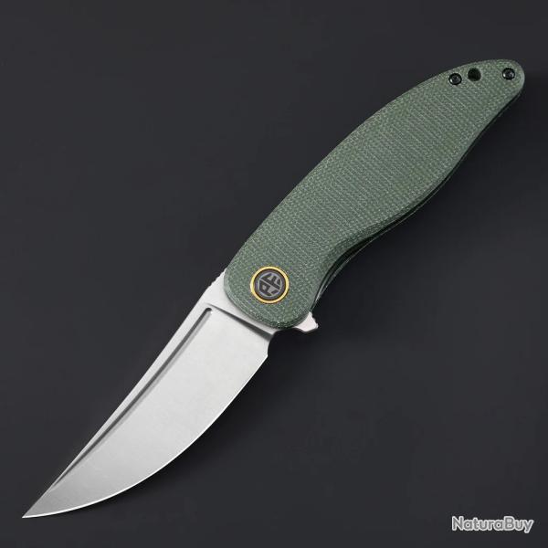 Couteau Petrified Fish PFP06 Simum Green Lame Acier K110 Satin Manche Micarta IKBS PFKP06GRMS