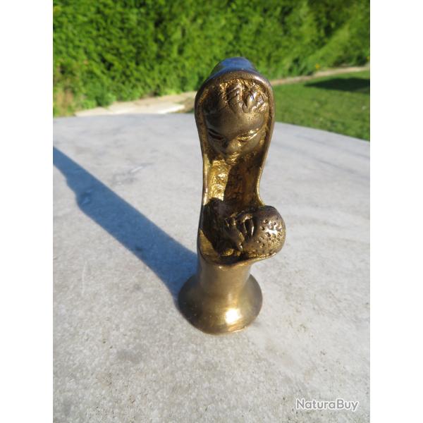 Art d'Afrique - Ancienne sculpture en bronze "Vierge a l'enfant" - TOGO (XX�)